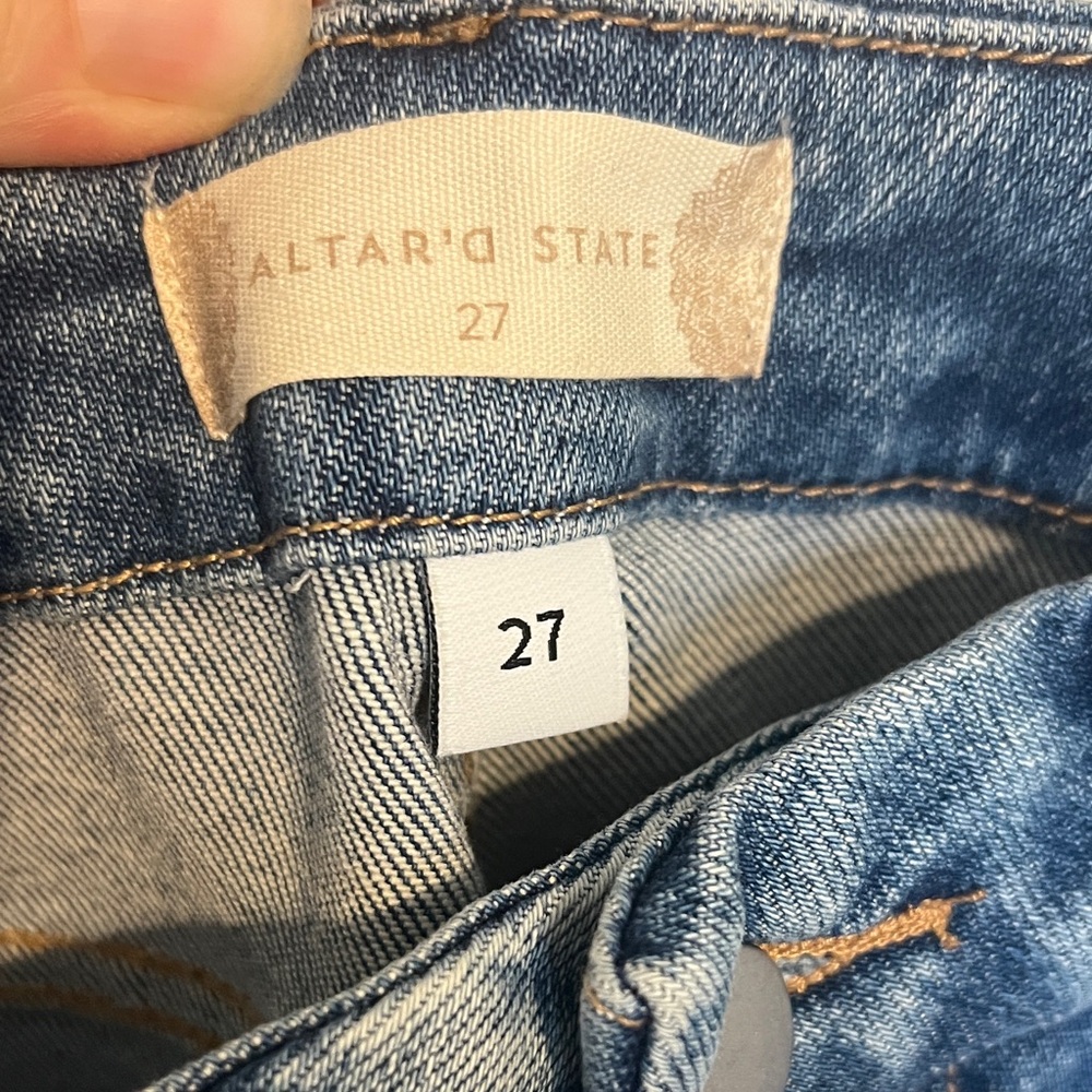 Altar'd State Light Blue Distressed Flare Jeans - Picture 2 of 10